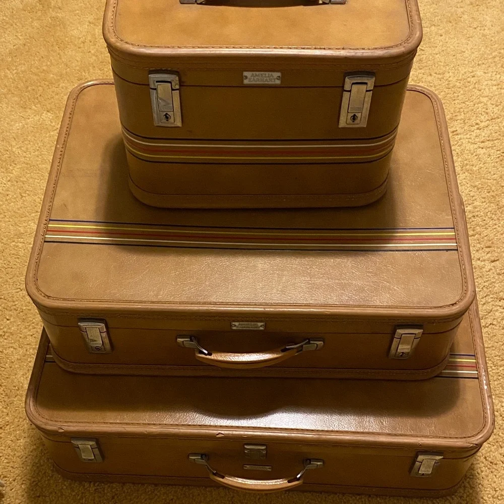 Vintage Tan Garment Bags Set